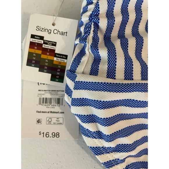 Time and Tru Blue White Bikini NWT Swim Bottom Size 1X (16W-18W) - Picture 3 of 3
